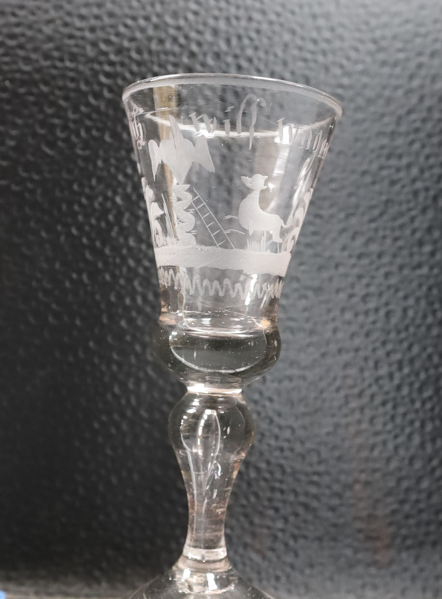 Three 18th/19th century Continental drinking glasses - tallest 20cm